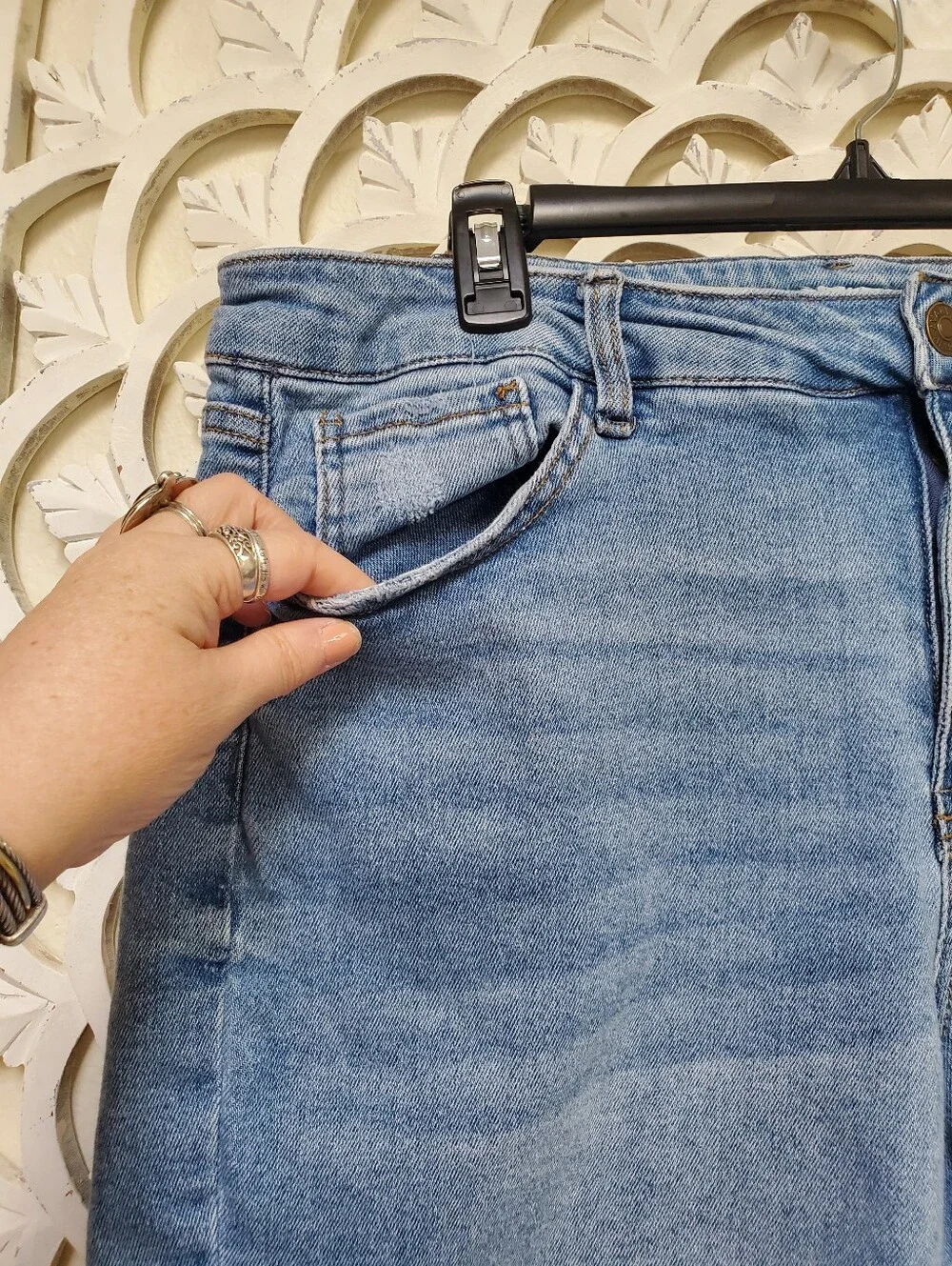 Personal Upcycled Ava & Viv Long Distressed Denim Shorts Size 20W